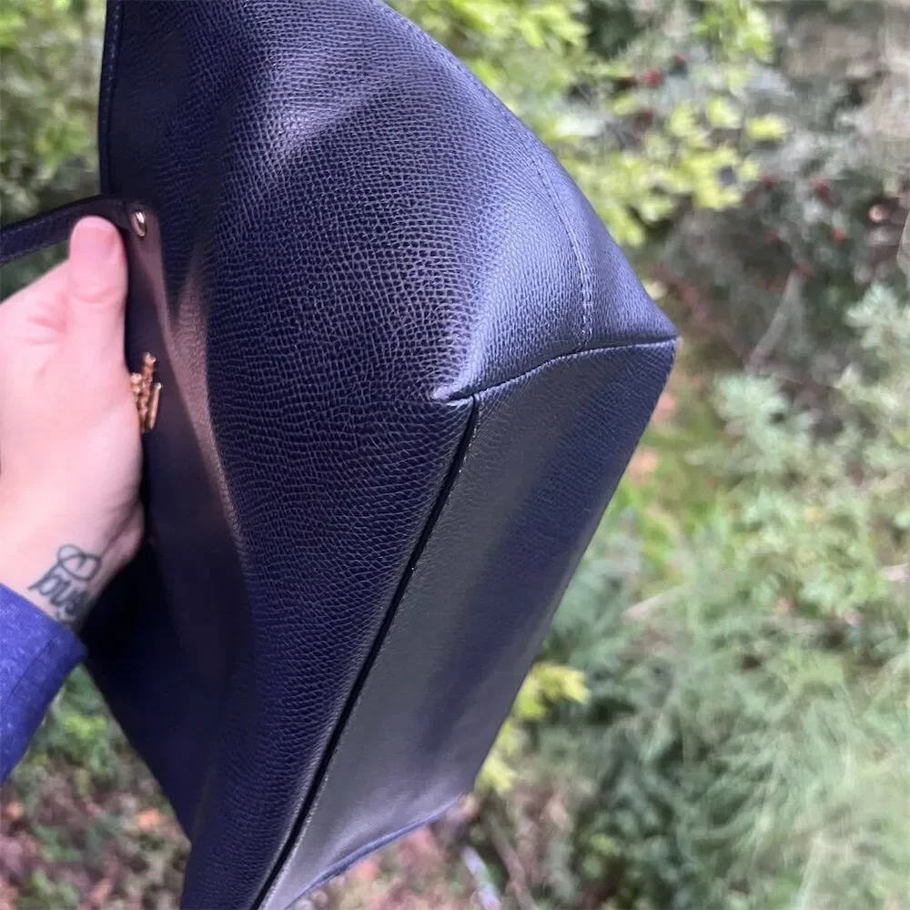 COACH Women's Mini City Tote Blue Crossgrain Leather w Gold Hardware AUTHENTIC - Picture 3 of 8